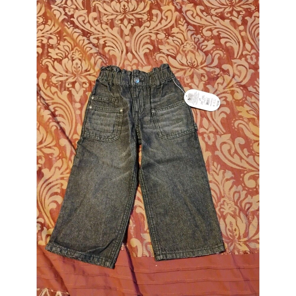 Wonder Nation Toddler Boys Jeans Size 2t Black Zip Snap Elastic Waist